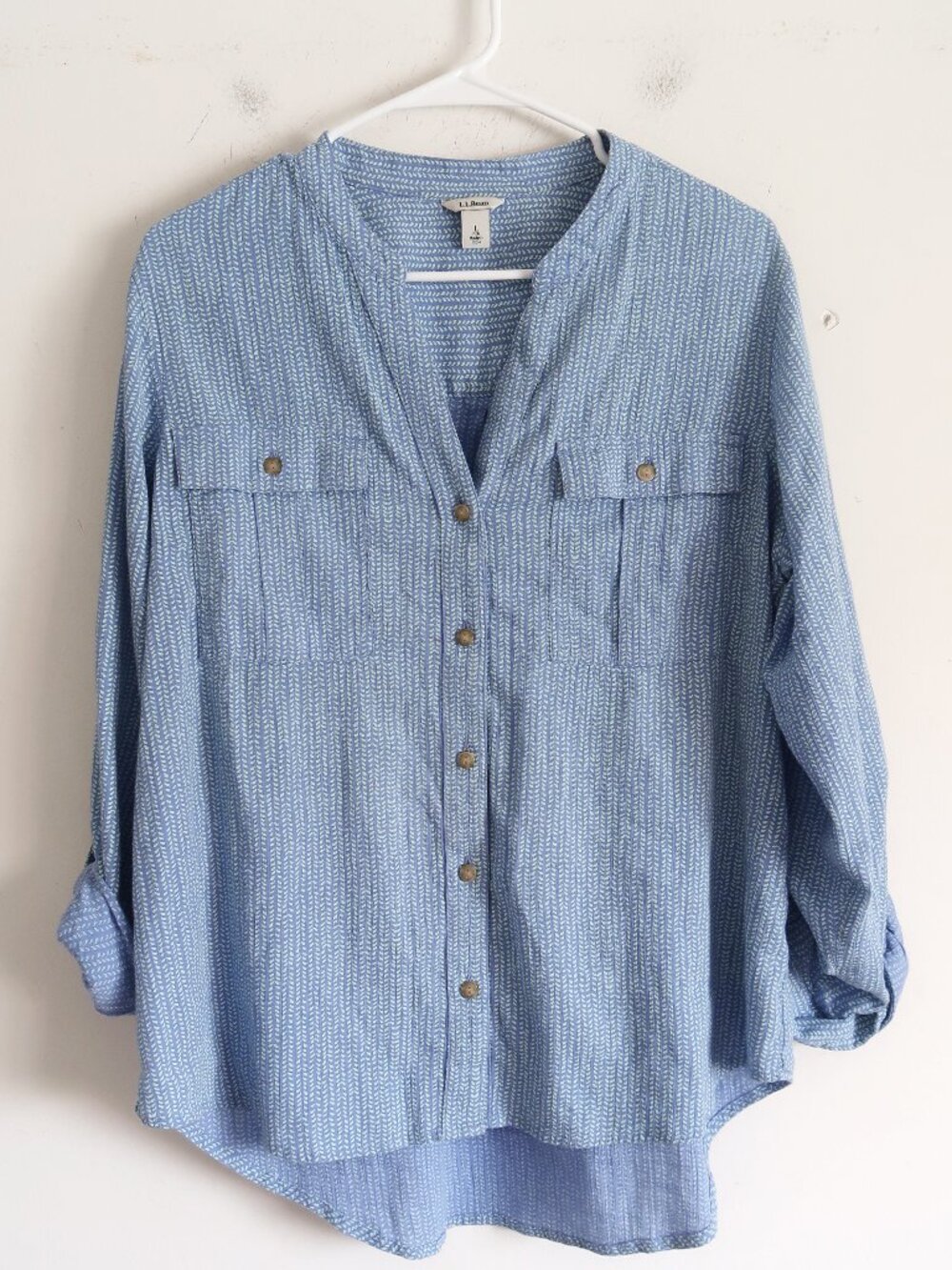 L.L. Bean Blue Long Sleeve Shirt - Size Large